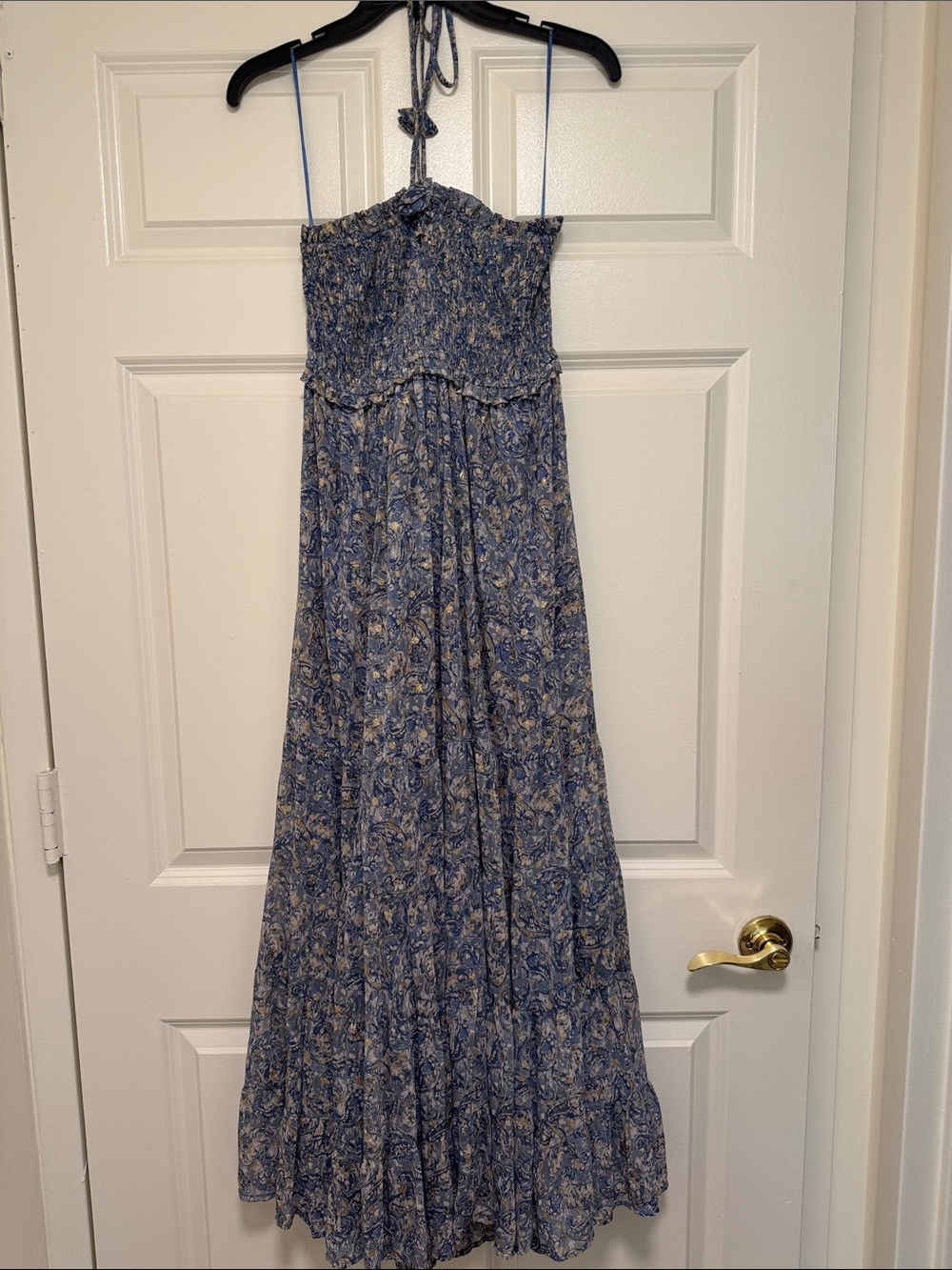 Blue Floral Halter Maxi Dress - Women